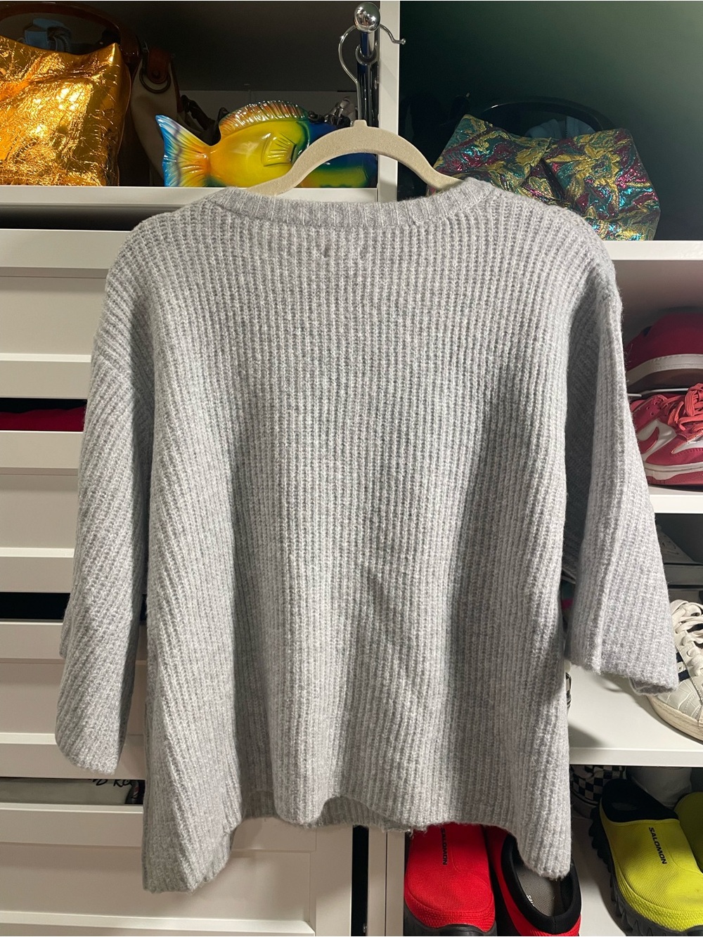 Aerie Light Gray Rib-Knit Button-Front Cardigan - Picture 5 of 5